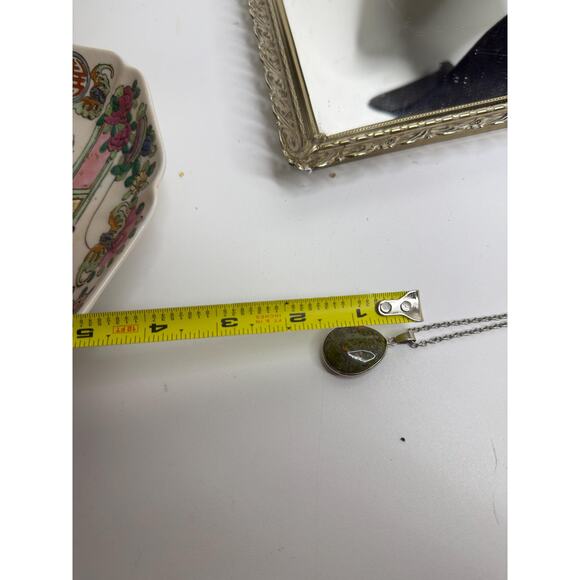 Unakite Jasper Gemstone Pendant Sterling Silver Serpentine Necklace Chain Adjus - Picture 7 of 9